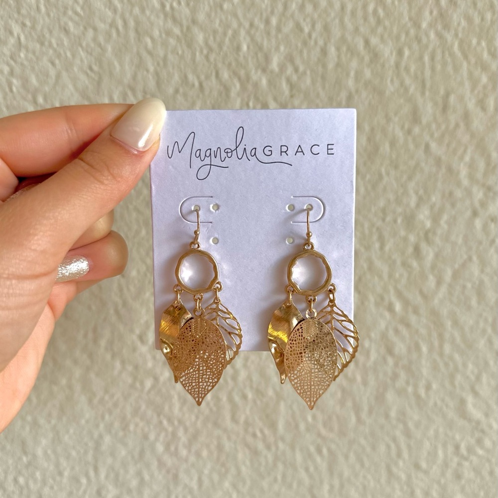 Magnolia Grace - Multi Leaf Drop Earrings